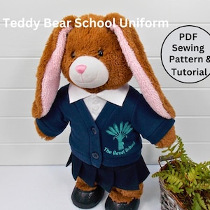Teddy Bear School Uniform - PDF Pattern  - Fits 15-18 inch teddy bears such as Build a Bear. Teddy Bear Clothes Sewing Pattern + Tutorial