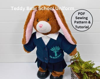 Teddy Bear School Uniform - PDF Pattern  - Fits 15-18 inch teddy bears such as Build a Bear. Teddy Bear Clothes Sewing Pattern + Tutorial