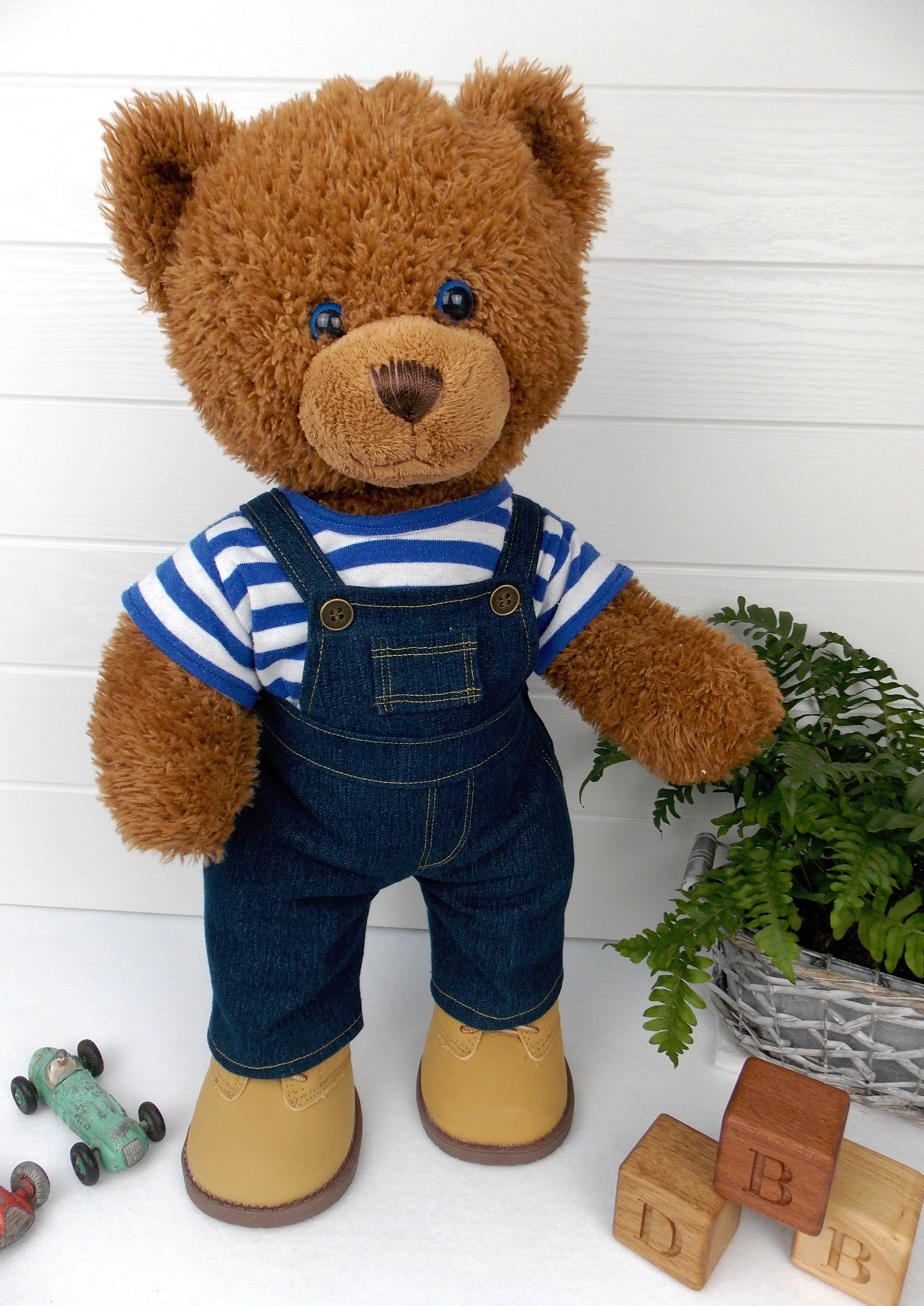 Teddy bear sales with overalls