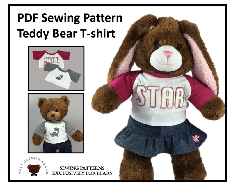 Teddy Bear Clothes Pattern T-SHIRT Fits | Etsy