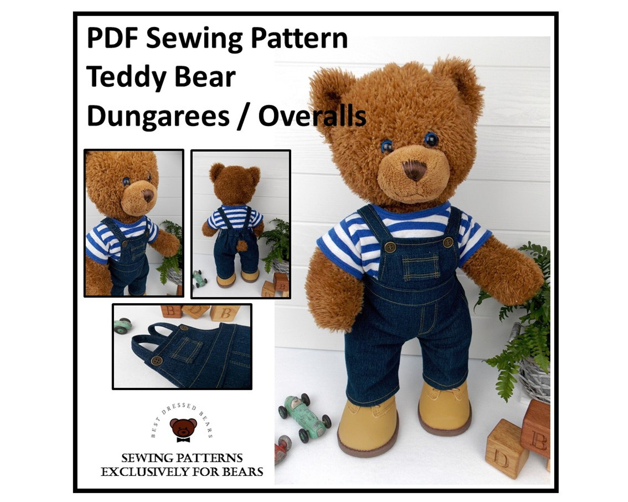 PDF Pattern DUNGAREES / OVERALLS. Fits BuildABear & 1518 Etsy