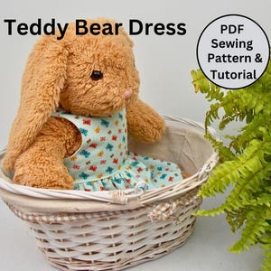 TEDDY BEAR DRESS Pdf Pattern Fits 15-18 inch teddy bears such as Build a Bear. (Teddy Bear Clothes Sewing Pattern + Tutorial)