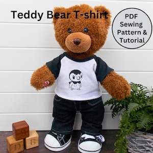 TEDDY BEAR T-SHIRT Pdf Pattern Fits 15-18 inch teddy bears such as Build a Bear. Teddy Bear Clothes Sewing Pattern +Tutorial