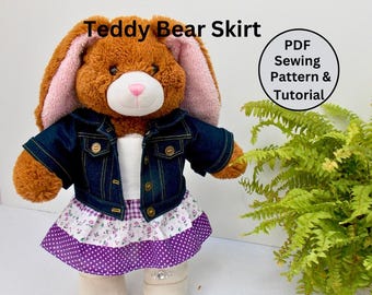 Teddy Bear Skirt Sewing Pattern - sew a cute little skirt for your teddy bear (fits 15-18 inch bears such as Build a Bear)
