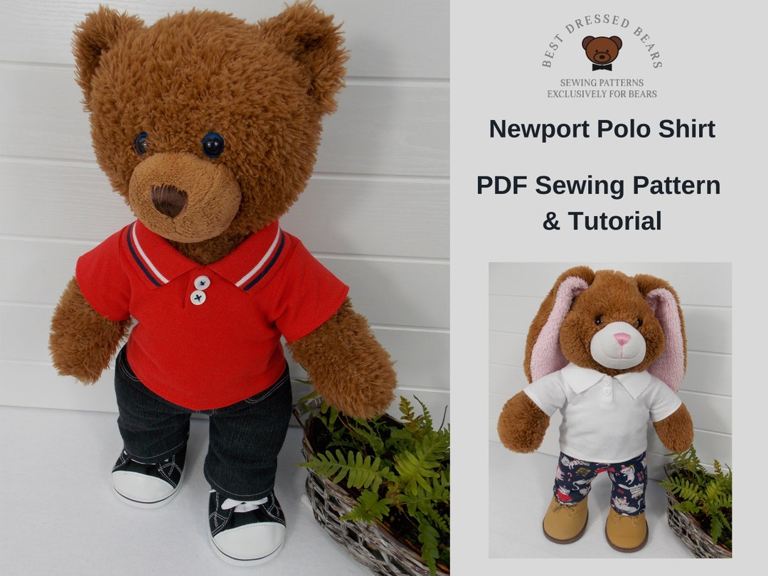 Teddy Bear Polo Shirt PDF Pattern Fits 15-18 Inch Teddy 
