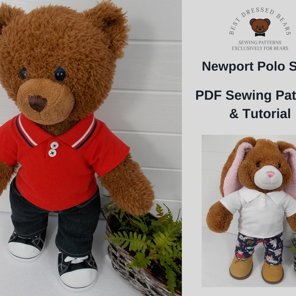 Polo ours en peluche - Patron PDF Convient aux ours en peluche de 15 à 18 pouces tels que Construisez un ours. Patron de couture de vêtements ours en peluche + tutoriel