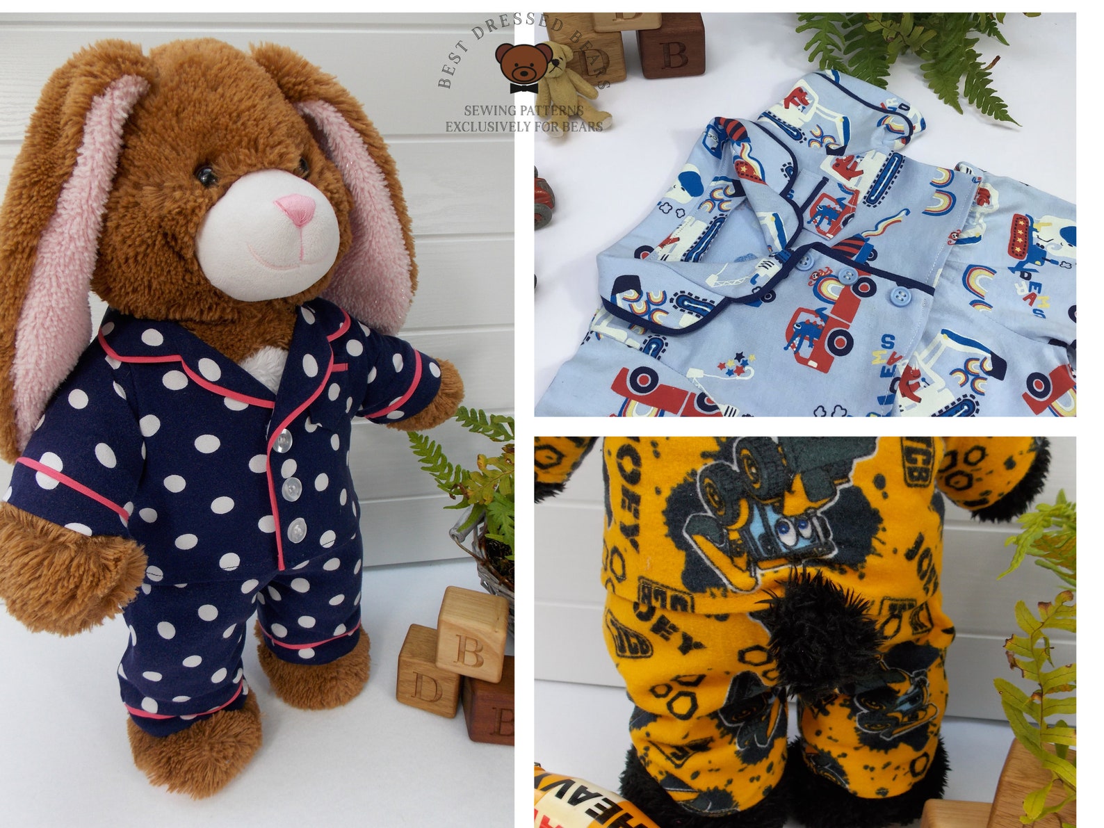 PYJAMAS / PAJAMAS Pjs PDF Pattern for Teddy Bear. Fits Build A - Etsy UK