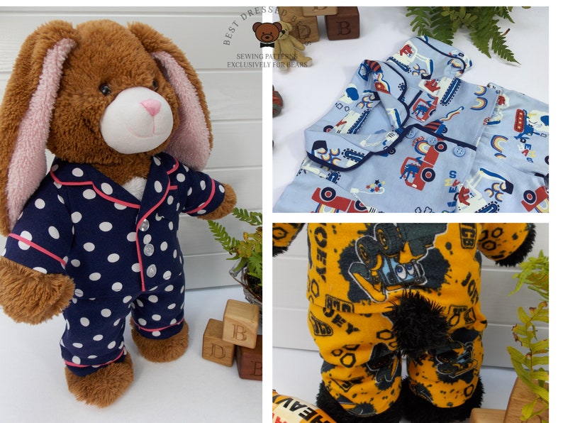 Teddy Bear Clothes Sewing Pattern - Teddy Bear Pyjamas / Teddy Bear Pajamas / Teddy Bear PJs