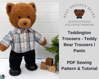 TEDDY BEAR TROUSERS (Pants) Pdf Pattern Fits 15-18 inch teddy bears such as Build a Bear. Teddy Bear Clothes Sewing Pattern + Tutorial