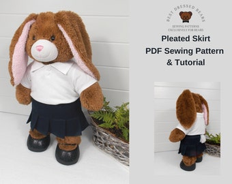 Teddy Bear Skirt - PDF Sewing Pattern + Tutorial- Fits 15-18 inch teddy bears such as Build a Bear (Teddy Bear Clothes + tutorials)