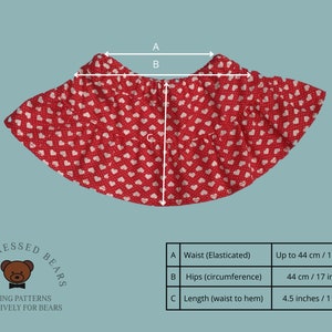 TEDDY BEAR SKIRT Pdf Pattern Fits 15-18 inch teddy bears such as Build a Bear. Teddy Bear Clothes Sewing Pattern Tutorial image 8