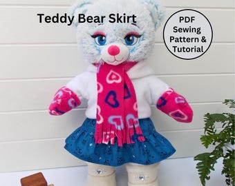 TEDDY BEAR SKIRT Pdf Pattern Fits 15-18 inch teddy bears such as Build a Bear. Teddy Bear Clothes Sewing Pattern + Tutorial