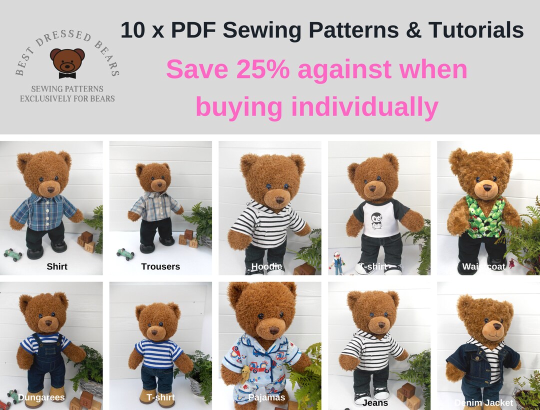 10-x-pdf-patterns-for-teddy-bear-clothes-save-25-teddy-bear-clothes