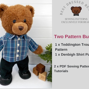 PYJAMAS / PAJAMAS Pjs PDF Pattern for Teddy Bear. Fits 15-18 Inch Bears  Such as Build a Bear. Teddy Bear Clothes Sewing Pattern Tutorial 