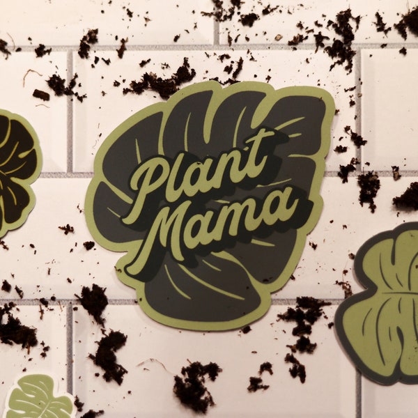 Plant Mama Sticker | Waterproof | UV Safe | Plant Lover Decal | Plant Bumper Sticker | Monstera Sticker | Monstera Leaf Decal