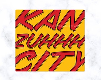 Kan Zuhhh City KC Football Sticker | KC Football Decal | Chiefs Sticker | 3" Wide | Waterproof/UV Safe | Mahomes Kelce Sticker