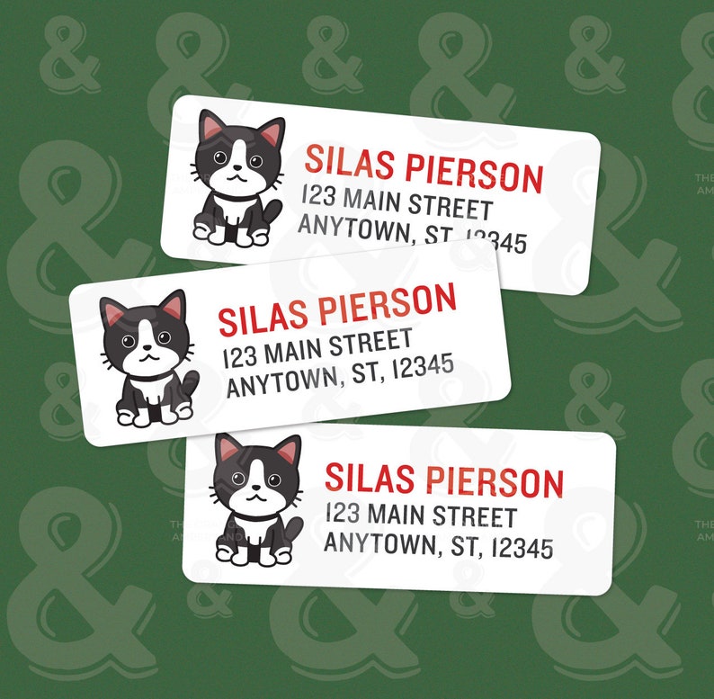 Customized Christmas Cute Black Cat Return Address Labels image 4