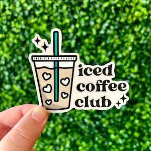 Iced Coffee Club Sticker | UV Safe & Waterproof  |  Coffee Shop Stickers  |  Latte Art  |  Iced Mocha Stickers  |  Cold Brew Coffee