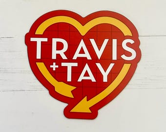 Travis + Tay KC Heart Magnet | Kansas City Football  |  KC Football Soft Car Magnet | Western Auto Sign | Waterproof | Kelce Mahomes