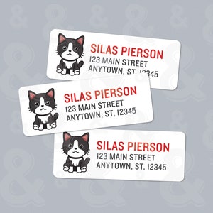 Customized Christmas Cute Black Cat Return Address Labels