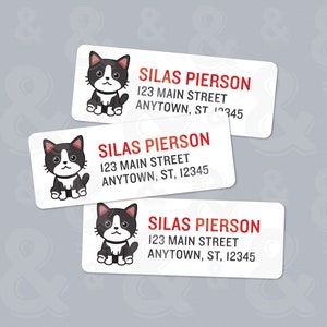 Customized Christmas Cute Black Cat Return Address Labels image 1