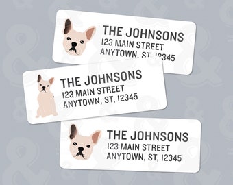 Customized White French Bulldog Return Address Labels (2 French Bulldog Designs included on each sheet!)