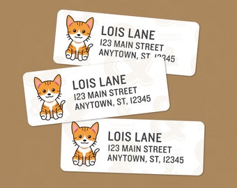 Customized Christmas Cute Orange Tabby Cat Return Address Labels