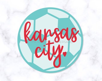 Kansas City Soccer Ball Sticker | UV Safe/Waterproof | Current Sticker | 3" Wide | Teal Kansas City Sticker | Soccer Decal/Bumper Sticker