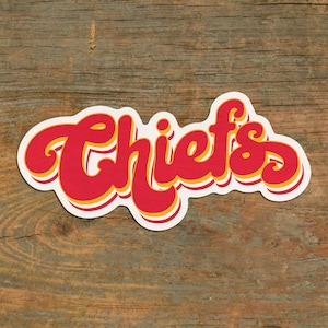 Retro-Inspired Kansas City Chiefs Sticker | 3&quot; or 6&quot; | Waterproof | UV Safe
