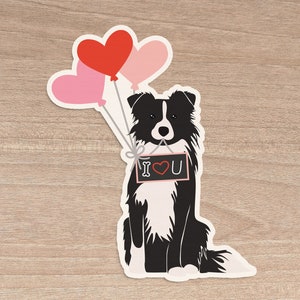 Valentines Border Collie I Love You 3" Sticker