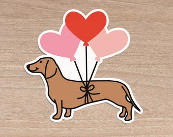 Valentines Dachshund I Love You 3" Car Sticker | UV Safe | Waterproof