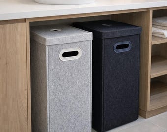 High Laundry Basket with Lid / Modern Laundry Hamper / Felt Hamper with Lid / Possible in Custom Size