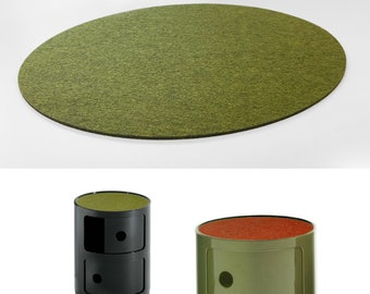 Set of 2 Round or Rectangular Felt Mat / Pad suitable Kartell Componibili Container / Round table cover / Different sizes Mat