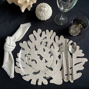 Set of Decorative Placemats/ Marine & Coral Placemats for Modern Tables/ Nautical Vibes Set/ Felt Plate Mats