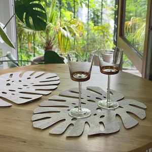 Monstera Trivet/ Tropical Leaf Felt Placemat Set/ Tropical Table Décor/ Table Mat Set