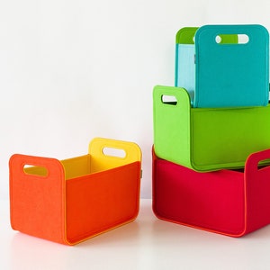 Contenedor de almacenamiento de juguetes / Cesta de almacenamiento colorida para guardería / Lindo organizador de juguetes / Opciones personalizadas disponibles