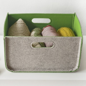 Felt Storage Basket / Stone + color inside Storage Bin / Clothes storage / Home storage / Possible in Custom Size
