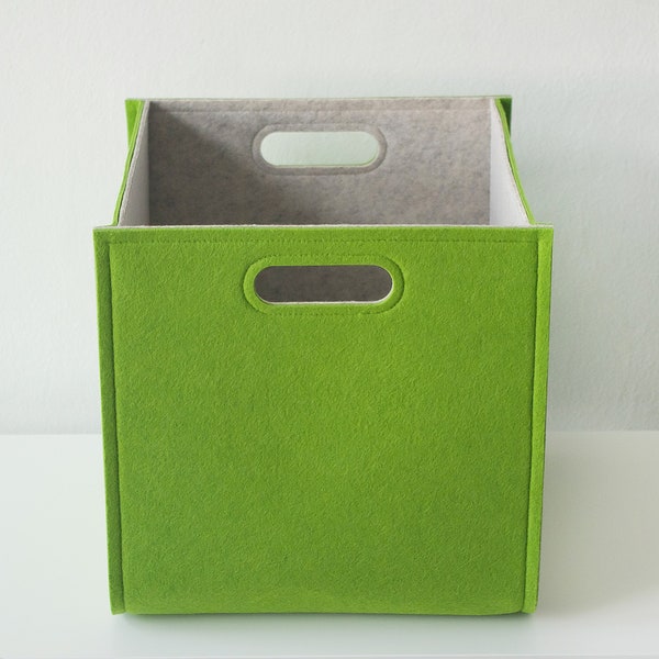 Basket for Nursery room / Green Basket / Household Storage / Felt Storage Box / Size 13x13x13inch for Ikea Kallax / Possible in Custom Size