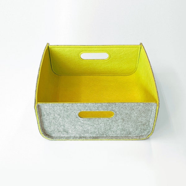 Felt Storage Basket / Light Gray + color inside Storage Bin / Clothes Storage / Home Storage / Possible in Custom Size