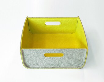 Felt Storage Basket / Light Gray + color inside Storage Bin / Clothes Storage / Home Storage / Possible in Custom Size