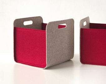 Set of 3 Bins / Felt Storage baskets / Size 13x13x13 for ikea kallax / Insert for shelf / Home storage