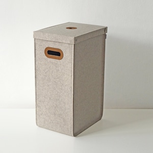 High Laundry Basket with Lid / Modern Laundry Hamper / Felt Hamper with Lid / Possible in Custom Size