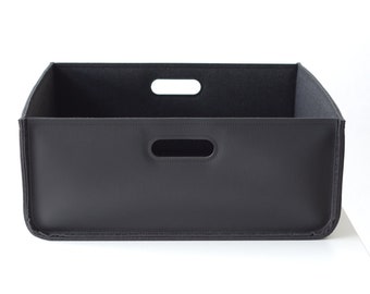 Vegan Leather + Felt Storage Bin / Home Storage / Black Storage Basket / Storage and Organisation / Possible in Custom Size