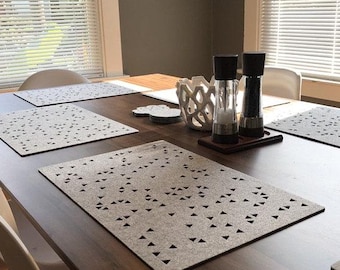 Set of Rectangle Placemats/ Geometric Felt Placemats/ Modern Placemats/ Table Mats/ Felt Table Cover
