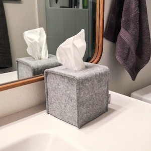 Tissue Box Cover / Felt Tissue Holder / Napkin Holder for Table / Modern Tissue Box Cover / Bathroom Organisation image 1