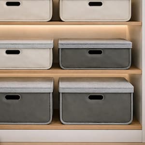 Cesta de almacenamiento de cuero vegano con tapa / Contenedor de fieltro / Solución para organizar el hogar / Cesta de cuero para la oficina / Almacenamiento a medida