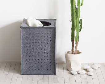 Large Laundry Hamper / Gray Felt Storage / Hamper basket / Toy Basket / Laundry Bag / Felt Basket / Possible in Custom Size