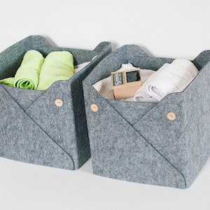 Set of 4 Felt Box / Storage Bin / Storage Basket with Buttons / Size 13x13x13 for Kallax insert / Possible in Custom Size image 9