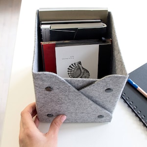 Poubelle de rangement avec boutons en métal / Boîte de rangement / Organiseur / Boîte pliante / Taille personnalisée possible