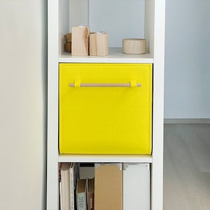 Bright Storage Basket for Kids/ Storage Cube with Wooden Handles/ Size 13x13x13 for Ikea Expedit, Kallax/ Possible in Custom Size